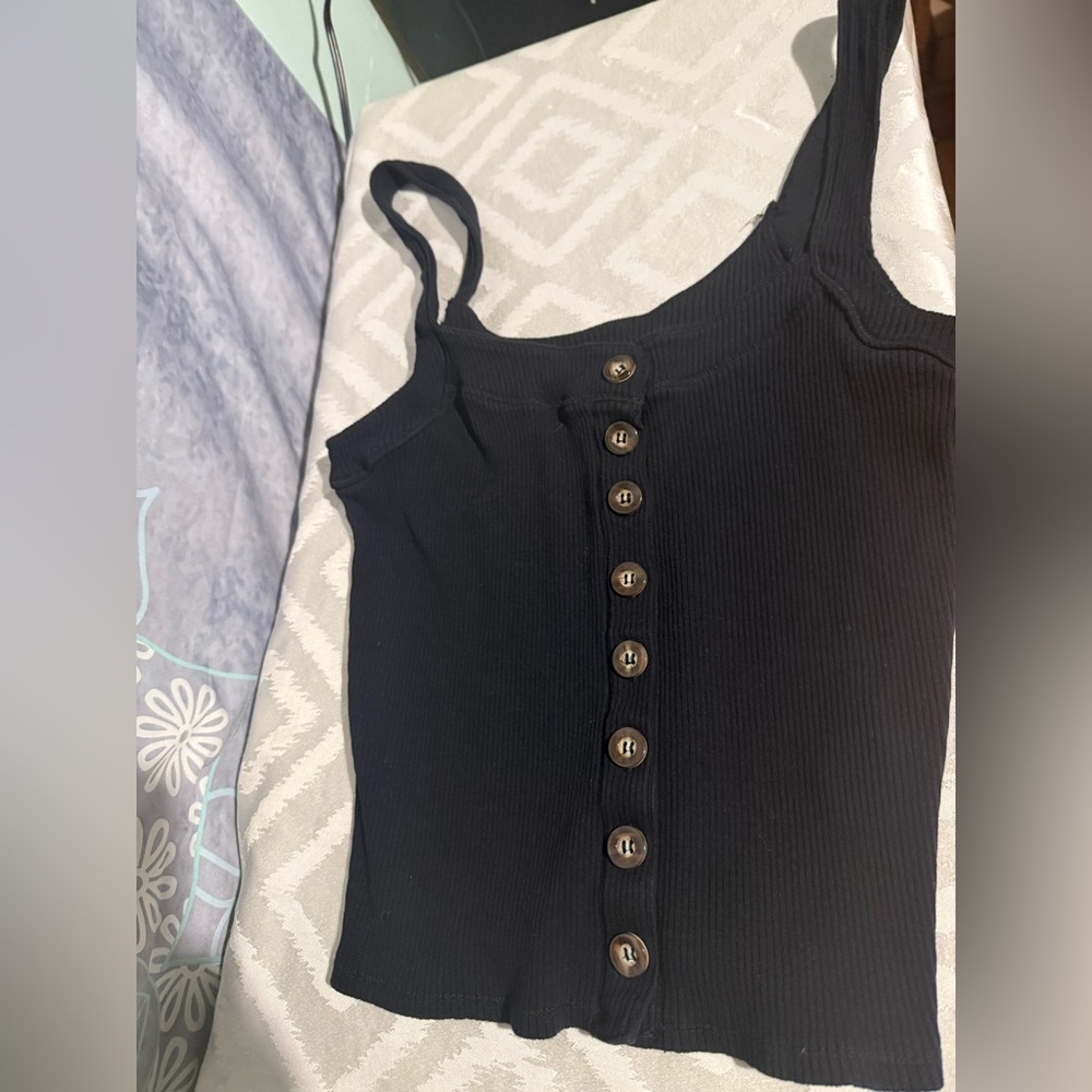 Free People Black Button-Up Tank Top - Picture 2 of 3